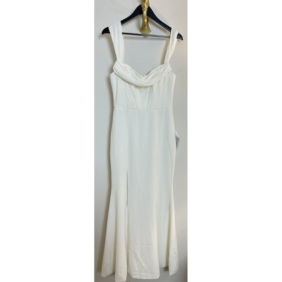 DRESS THE POPULATION Melania Off the Shoulder Gown in White Size Medium - Picture 6 of 10